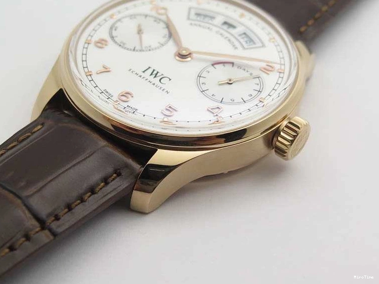MIROTIME 0817 Portuguese Real PR Real Annual Calendar RG IW503504 YLF 1:1 Best Edition White Dial On Leather Strap A TimelessDesign 7242
